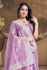 Swank Looking Saree in Dusty Lavender Colour